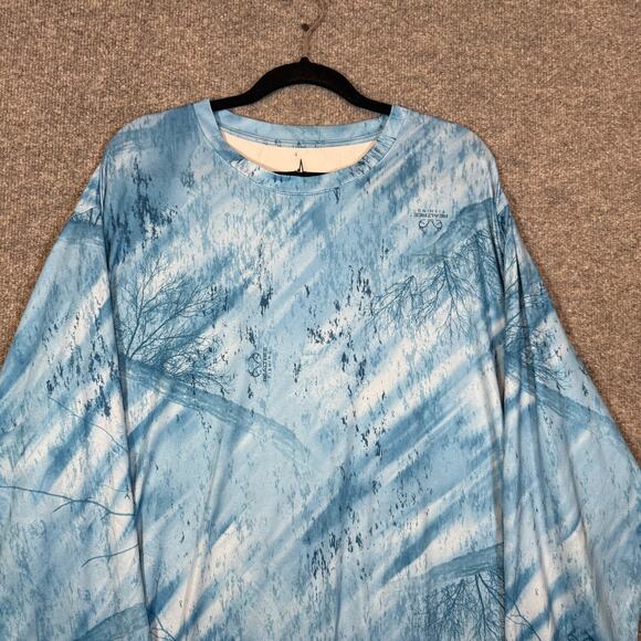 Habit Shirt Mens 2XL Blue UPF 40 Blue Water Long Slv Pullover Realtree Fishing - Picture 3 of 10